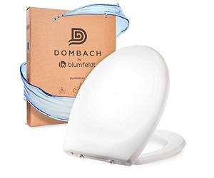 Dombach® Kaiana Premium - Tapa WC Universal (Blanco, Ovalada, Duroplástico) Cierre Automático y Suave, Desmontable, Amortiguada, WC Inodoro Completo, Taza WC, Funda Universal Dura