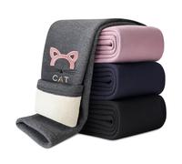Domee Leggings Invierno Calentitos Pantalones Térmicos Algodón Niña con Bordado de Gato Gris Oscuro 6-7 años (Talla del Fabricante 120)