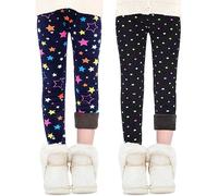 Domee Leggings Térmicos Pantalones Invierno Forro Polar Niña Pack de 2 Estrellas De Colores + Puntos De Colores 9-10 años (Talla del Fabricante 150)