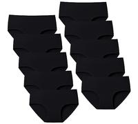 Domee Ropa Interior Braguitas Algodón Niña Negro 9-10 Años (Tamaño del Fabricante M) Pack de 10