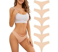 Domee Tangas sin Costuras Ropa Interior Invisible Bragas Mujer Pack de 6 Tanga Tez M