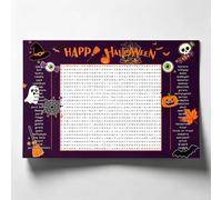 DOMELIFE Póster de búsqueda de palabras de Halloween, póster grande de búsqueda de palabras de verano, 35.4 x 23.6 pulgadas, póster de pared para fiestas familiares, aulas y oficinas (50 palabras