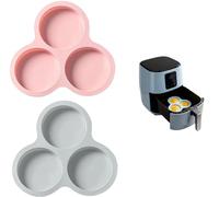 DomeMingle Bandeja de Silicona para Freidora de Aire - 2 Piezas Molde Reutilizable para Huevos, Muffins y Más - 3 Cavidades, Aptas para Horno, Microondas y Congelador