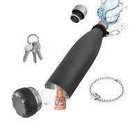 Domemit Botella de Agua Segura con Compartimento Oculto Secreto, Caja de Almacenamiento de Acero Inoxidable, Desenrosca la Parte Inferior para Guardar tus Objetos de Valor, Negro 730ml