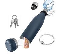 Domemit Botella de Agua Segura con Compartimento Oculto Secreto, Caja de Almacenamiento de Acero Inoxidable, Desenrosca la Parte Inferior para Guardar tus Objetos de Valor, Azul Marino 730ml