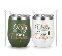 Domemit Regalos Aniversario Pareja, Termo Cafe o Te, Taza Termica, 350ml | Tazas de viaje de acero inoxidable a prueba de fugas para autocaravanas, regalo ideal para amantes del camping, set de 2