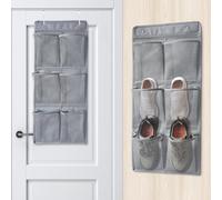 Domemit Zapatero Colgante Caravana, Zapatero Colgar Pequeño para Camper con 6 Grandes Bolsillos de Malla, Instalación Autoadhesiva, Telas no Tejidas Ecológicas para Armario y Puerta Estrecha 2 Piezas