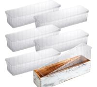 Domensi 25 forros de plástico para macetas, revestimiento rectangular de plástico transparente para macetas, forro de maceta de ventana, 16.2 pulgadas de largo x 3 pulgadas de ancho x 3.5 pulgadas de