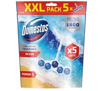 Domestos Power 5 Ocean - Ambientador para inodoro con fragancia de larga duración, limpia y refresca hasta 300 descargas 5 x 50 g