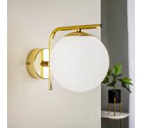 Domiluce Aplique de pared Aurora, dorado, cristal, 17 cm de alto, esférico, E14