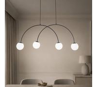 Domiluce Lámpara colgante Nova, cristal/metal, negro/blanco, 4 luces