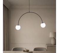 Domiluce Lámpara colgante Nova, vidrio/metal, negro/blanco, 2 luces