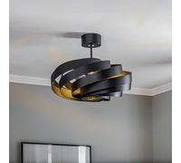 Domiluce Plafón Vento, negro, Ø 50 cm, metal, E27