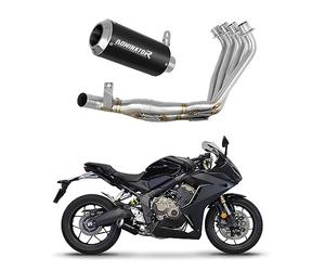 DOMINATOR Sistema de escape Colector Silenciador GP NEGRO compatible con CBR 650 R 2019-2023