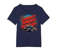¡Domingo! Domingo! Domingo! Evento para Adultos Monster Truck Camiseta, Mujer Tallas Grandes, Azul Marino, 1XL Grande