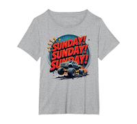 ¡Domingo! Domingo! Domingo! Evento para Adultos Monster Truck Camiseta, Mujer Tallas Grandes, Gris Jaspeado, 1XL Grande