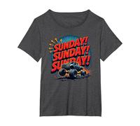 ¡Domingo! Domingo! Domingo! Evento para Adultos Monster Truck Camiseta, Mujer Tallas Grandes, Jaspeado Oscuro, 1XL Grande