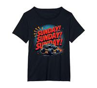 ¡Domingo! Domingo! Domingo! Evento para Adultos Monster Truck Camiseta, Mujer Tallas Grandes, Negro, 1XL Grande