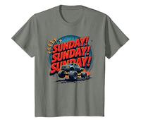 ¡Domingo! Domingo! Domingo! Evento para Adultos Monster Truck Camiseta, Niños, Verde Militar Jaspeado, 3 años