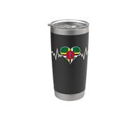 Dominica Flag Vintage Heart beat Pulse Line Vaso térmico de acero inoxidable de doble pared