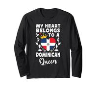 Dominican Queen Wife Girlfriend Dominican Republic Flag Manga Larga