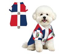 Dominican Republic S - Camisa hawaiana para perros pequeños, bonito traje de playa de verano para cachorros, ropa suave y transpirable para gatos con botones