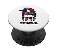 Dominicana Girl Dominican Heritage Dominican Republic Flag PopSockets PopGrip Adhesivo