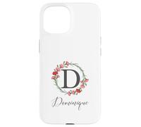 Dominique Nombre Flores Nombre Personalizado Dominique Carcasa para iPhone 15