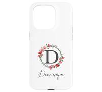 Dominique Nombre Flores Nombre Personalizado Dominique Carcasa para iPhone 15 Pro