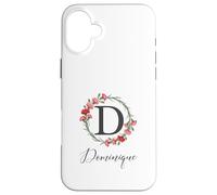 Dominique Nombre Flores Nombre Personalizado Dominique Carcasa para iPhone 16 Plus