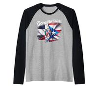 Dominirican DR Dominican Republic Puerto Rico PR Flag Pride Camiseta Manga Raglan
