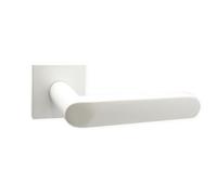 domino Denver-QR - Tirador de puerta sin roseta de cerradura, roseta cuadrada, para puerta de habitación, puerta de oficina, herrajes para puerta de aluminio, juego de manillas blancas, color blanco