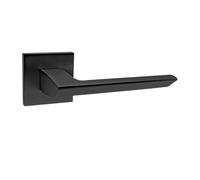 domino Elena QR Slim Black - Tirador de puerta sin roseta | Tirador de puerta sobre rosetón cuadrado de aluminio en negro para puertas de habitaciones