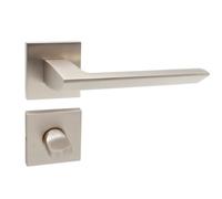 domino Elena QR Slim SN - Juego de manillas para puerta de baño (aluminio, níquel satinado)