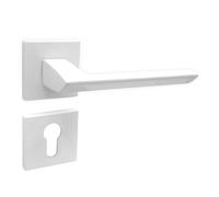 domino ELENA QR WHITE - Tirador de puerta para puertas de dormitorio - Kit de rosetas - Herrajes para puerta