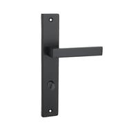 domino Manija de puerta 78 juego de manillas WC baño set izquierda y derecha herraje para puertas de baño WC forma L herrajes de aluminio negro juego de manillas QUBIK BLACK