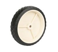 DOMINO Rueda para cortacésped de 125 mm, 40 kg, rueda universal para cortacésped manual, rueda de plástico con neumáticos de goma, color crema