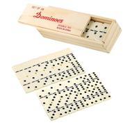 Domino Spiele Classic Line - Caja de madera con 28 dominó (28 fichas clásicas, piezas de plástico, juego de mesa para niños a partir de 6 años, juego de mesa para 2-4 jugadores)