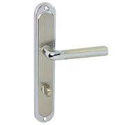 domino Tirador de puerta 78 para inodoro - Juego de herrajes para puerta izquierda y derecha para WC/cuarto de baño, forma de L, herrajes de aluminio plateado RIO M6/M9