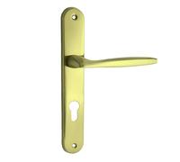 domino Tirador de puerta con 72 picaportes PZ - Juego de cilindros de perfil para puerta de habitación, oficina, sótano y puerta interior en forma de L, herrajes de aluminio latón dorado MIA M1