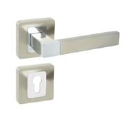 domino Tirador de puerta PZ - Juego de cilindro perfilado | roseta cuadrada | Pomo para puerta de habitación, puerta de oficina, sótano y puerta interior | herrajes de puerta de aluminio |