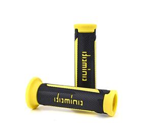 DOMINO Tommaselli - Par de puños A350 Turismo antracita/amarillo | Diámetro int. izq. 22 mm, der. 24 mm compatible con scooter, ciclomotor, moto, Quad y ATV con acelerador giratorio