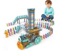 Domino Train Toy - Juego de dominó eléctrico, juguete educativo, tren suave con azulejos de dominó , mecanismo de carga simple que mejora el enfoque y la imaginación para la diversión en