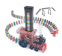 Dominó tren - Pequeña locomotora eléctrica automática, juguete creativo dominó con luz y sonido | STEM juguete para niños pequeños, juguete educativo interactivo para niños de jardín de infantes y