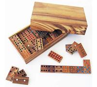 Dominos Doble 9, Juego de 56 fichas de dominó de Madera en su Caja. para 2 a 6 Jugadores a Partir de 6 años. Hecho a Mano en Madera de Acacia Maciza, Eco-Responsable, Normas CE. Marca LeDélirant®.