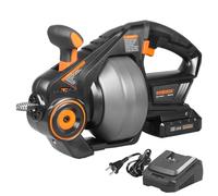 DOMINOX Espiral de limpieza de tuberías eléctrica de 18V con batería, 7,6m, limpiador de desagües en espiral, espiral de limpieza de tuberías para desatascar inodoros, baños, tuberías de lavabo