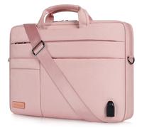 Domiso - Bolsa de 17 pulgadas, para ordenador portátil, con puerto de cargador USB externo, bandolera para 17-17.3", ordenador portátil, Dell/Lenovo/HP/ASUS, rosa 1