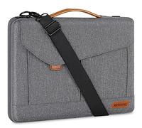 DOMISO bolsa para laptop 17-17.3 Pulgadas, Maletín de Negocios con Bandolera, Resistente al Agua, Compatible con Dell, HP, MSI, Lenovo, Acer, ASUS, Gris