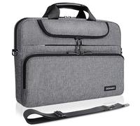 DOMISO Bolso Bandolera para Portátil 17-17.3 Pulgadas | Resistente al Agua | Funda Maletín Compatible con MSI, ASUS ROG, Acer Nitro, Dell G Series, HP Omen | Gris+Negro