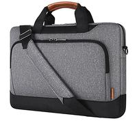 DOMISO Bolso bandolera para portátil de 15-15,6 pulgadas con correa compatible con Lenovo Ideapad 330/16" MacBook Pro/HP EliteBook 850 G3/Dell XPS 15/HP Envy x360 15/Acer Chromebook/Asus, color gris